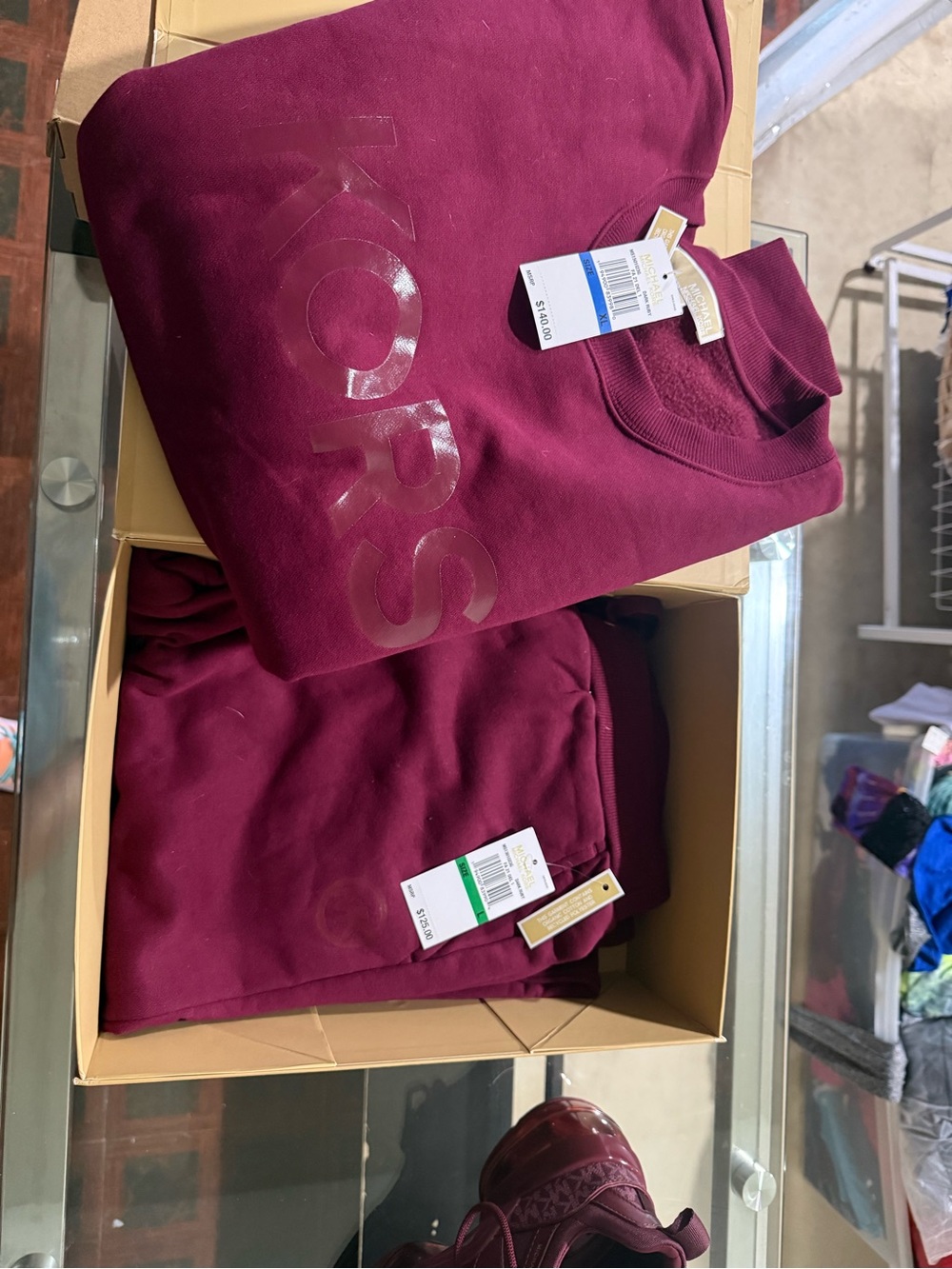 Michael Kors Kids Maroon Sweatpants & Sweatshirt Set